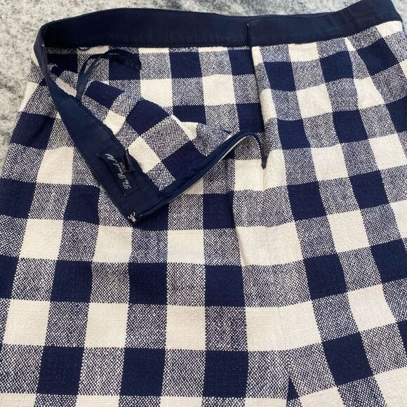 J. Crew Size 4 Navy Blue & White Gingham Check Pencil Skirt Lightweight Small - Picture 6 of 6